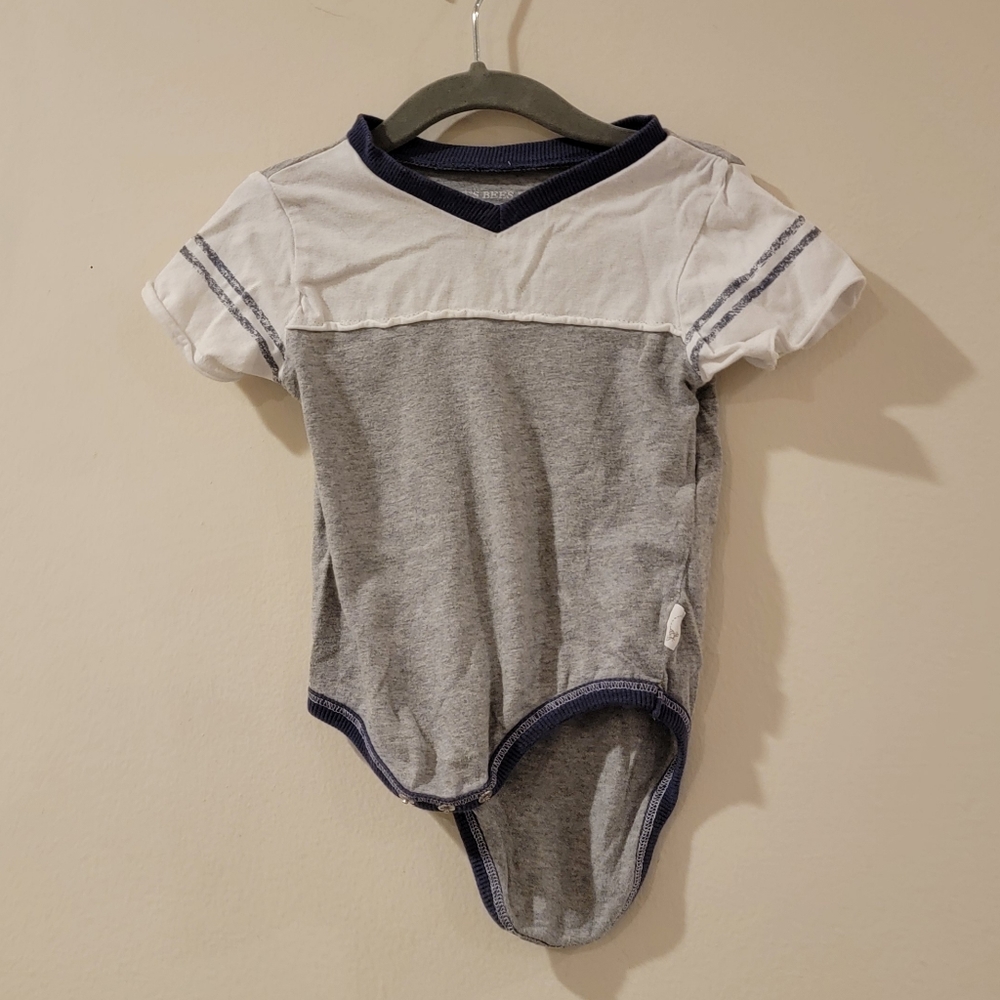 Burts Bees baby made in India v neck onesie varsity stripe t shirt Size 18m 18 M